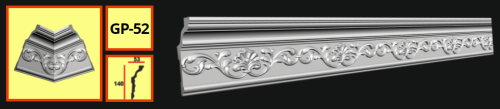 картинка Плинтус потолочный GP-52 <140*53> (16шт) от магазина