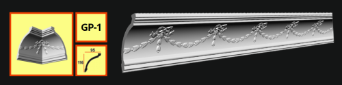 картинка Плинтус потолочный GP- 1 <116*95> (18шт) от магазина