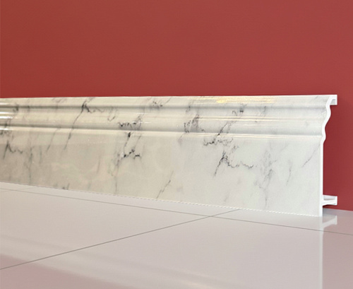 картинка Плинтус Декор С07-1 Мрамор белый композит 100мм 2,5м от магазина