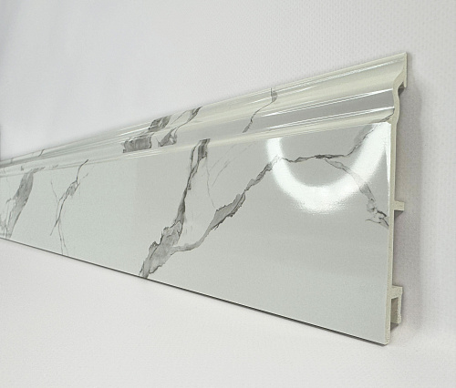 картинка Плинтус Декор С03-1 мрамор белоснежный 120мм 2,5(10шт) от магазина