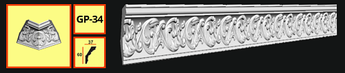 картинка Плинтус потолочный GP-34 <60*36> от магазина