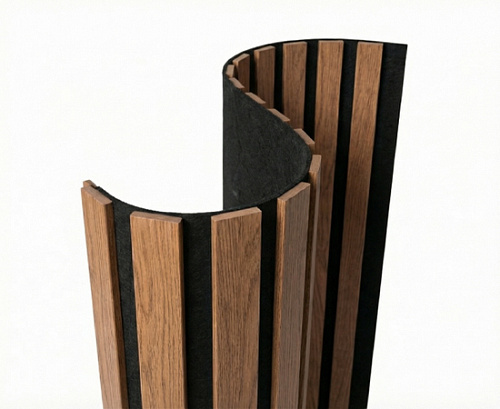 картинка Акустическая гибкая панель №1 ДУБ СИРОККО черный войлок <2750*600*9> рейки МДФ 25*6мм ARTIVA от магазина