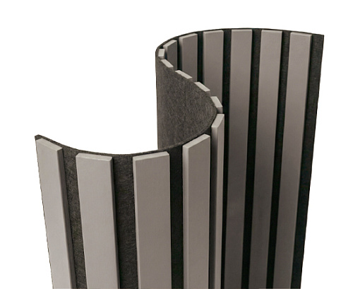 картинка Акустическая гибкая панель №2 ТЕМНО СЕРЫЙ черный войлок <2750*600*9> рейки МДФ 40*6мм ARTIVA от магазина