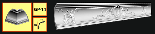картинка Плинтус потолочный GP-14 <100*80> (16шт) от магазина