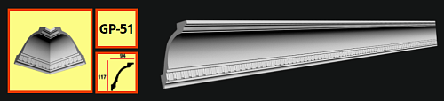 картинка Плинтус потолочный GP-51 <117*94> (20шт) от магазина