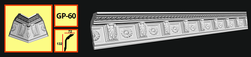картинка Плинтус потолочный GP-60 <132*72> (12шт) от магазина