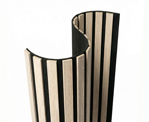 картинка Акустическая гибкая панель №2 ДУБ КРЕМОВЫЙ черный войлок <2750*600*9> рейки МДФ 40*6мм ARTIVA от магазина