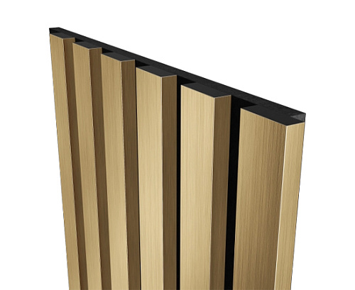 картинка Комплект акустических панелей ЗОЛОТО МАТОВОЕ черный войлок <3000*300*19> рейки экополимер от магазина