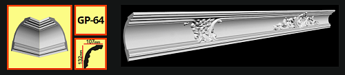 картинка Плинтус потолочный GP-64 <132*107> (9шт) от магазина