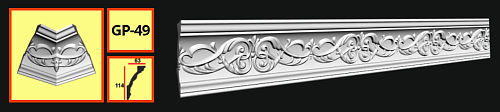 картинка Плинтус потолочный GP-49 <114*63> (20шт) от магазина