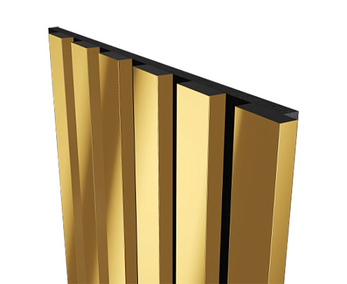 картинка Комплект акустических панелей ЖЕЛТОЕ ЗОЛОТО черный войлок <3000*300*19> рейки экополимер от магазина