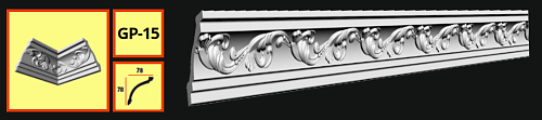 картинка Плинтус потолочный GP-15 <78*78> от магазина
