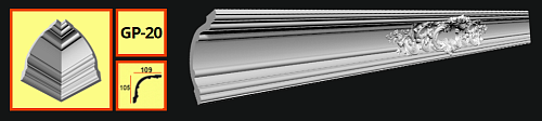 картинка Плинтус потолочный GP-20 <105*109> (12шт) от магазина