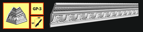 картинка Плинтус потолочный GP- 3 <107*107> (14шт) от магазина