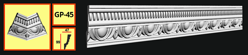 картинка Плинтус потолочный GP-45 <99*47> от магазина