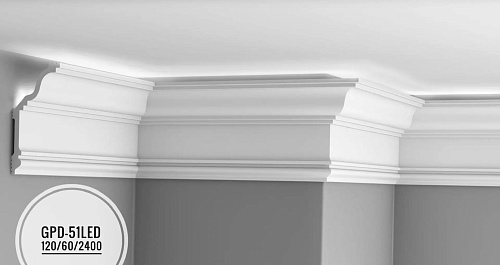 картинка Потолочный карниз GPD-51 LED (120*60*2400мм) от магазина