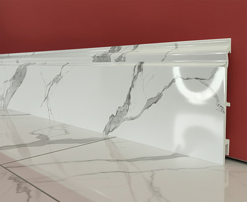 картинка Плинтус Декор С03-1 мрамор белоснежный 120мм 2,5 от магазина