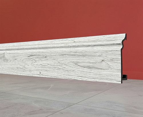 картинка Плинтус Декор С02-1 ясень белый 80мм 2,4м от магазина