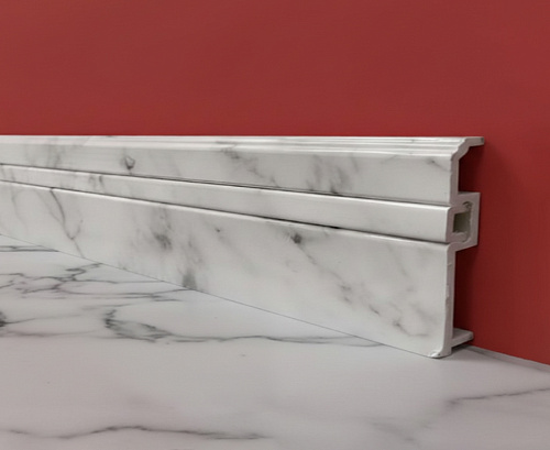 картинка Плинтус Декор С05-1 мрамор белый **100мм 2,4м от магазина