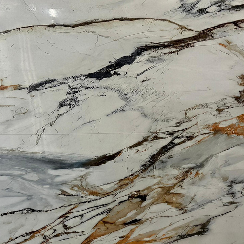 картинка Гибкий мрамор Каррара-112 с двойным лаком 2,5мм 1,2м*2,8м DUROFLEX от магазина