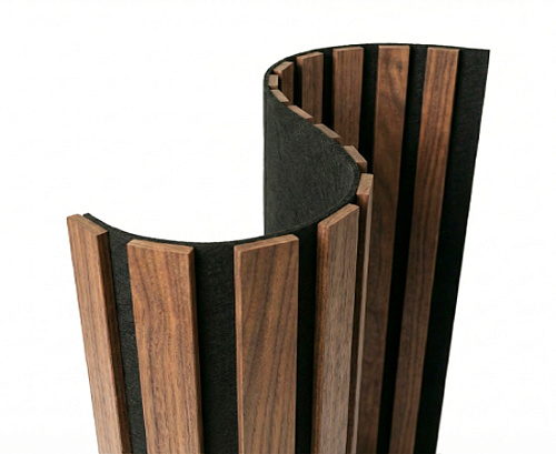 картинка Акустическая гибкая панель №1 ДУБ ОКЛЕНД черный войлок <2750*600*9> рейки МДФ 25*6мм ARTIVA от магазина